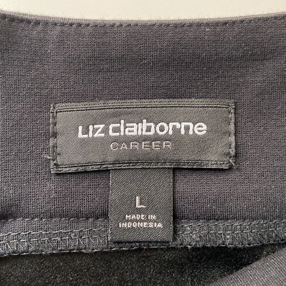 Black Faux Suede Paneled Liz Claiborne Career Pencil Skirt